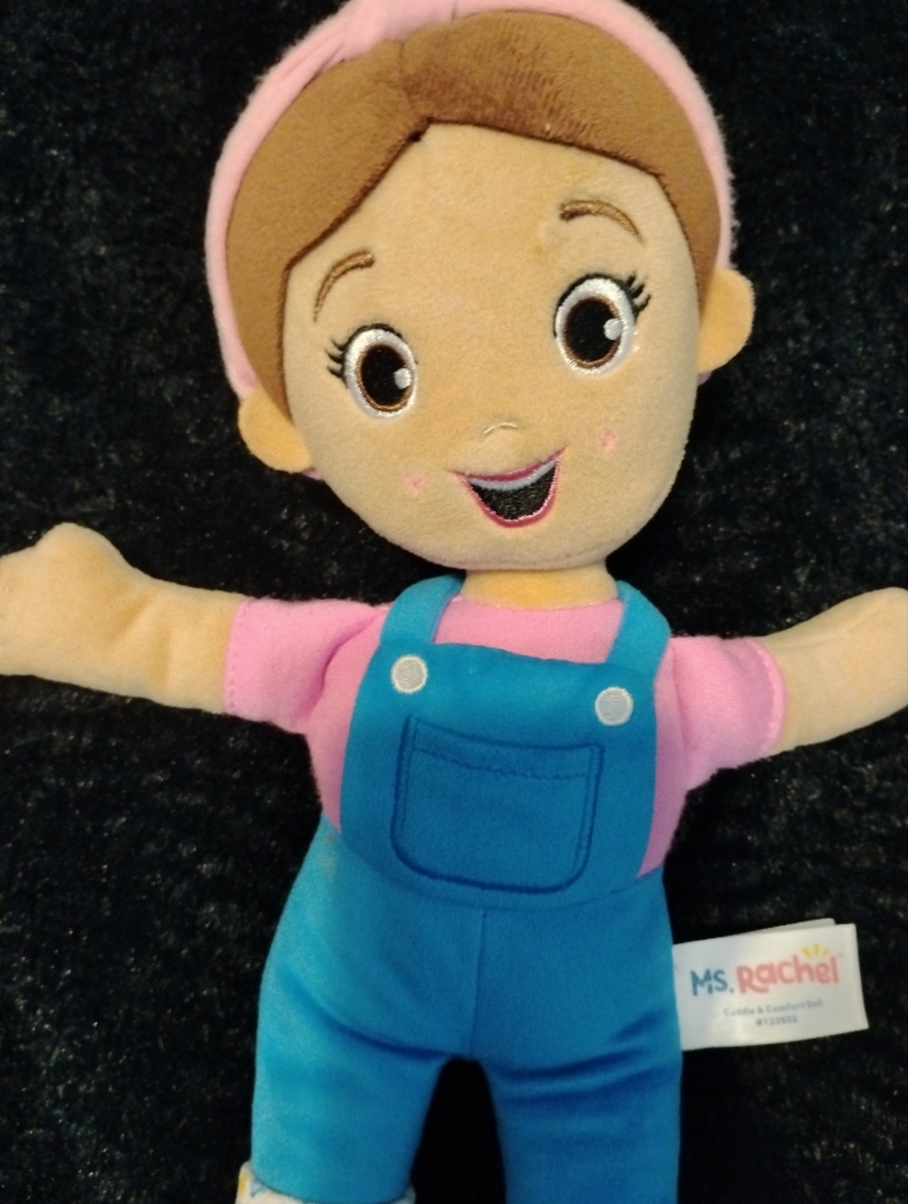 Miss Rachel Pink and Blue Overalls Plush Doll
